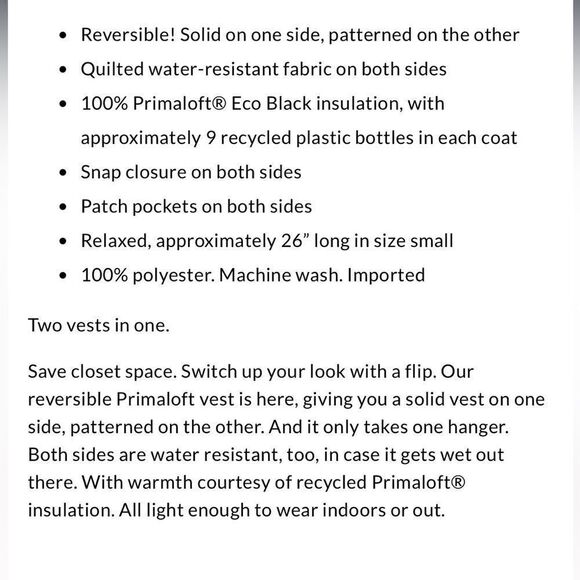 Land’s End Plus Size Reversible Quilted Sleeveless vest pockets navy check 3X - Picture 6 of 6